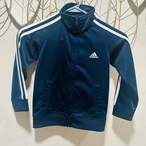Adidas Dark Blue Jacket with White Stripes